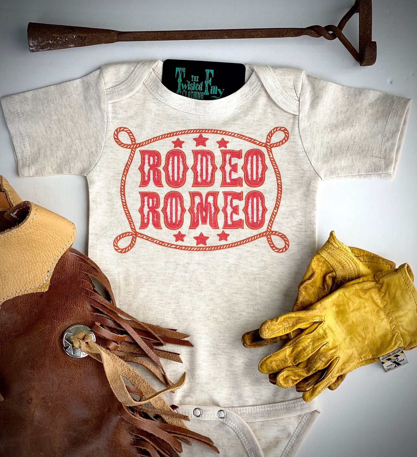 Rodeo Romeo - L/S Infant One Piece - Oatmeal