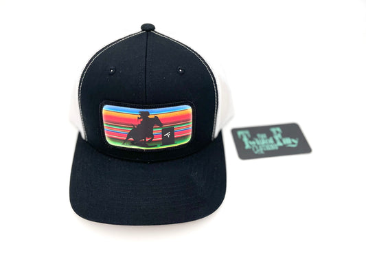 Serape Barrel Racer - Youth/Adult Trucker Hat - Black/White