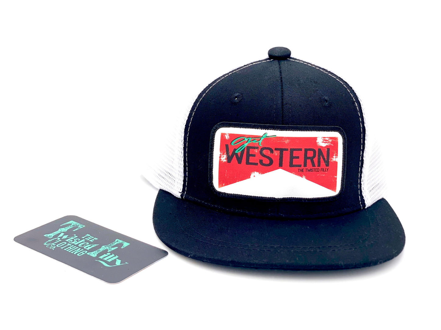 Get Western - Youth/Adult Trucker Hat - Blk + White