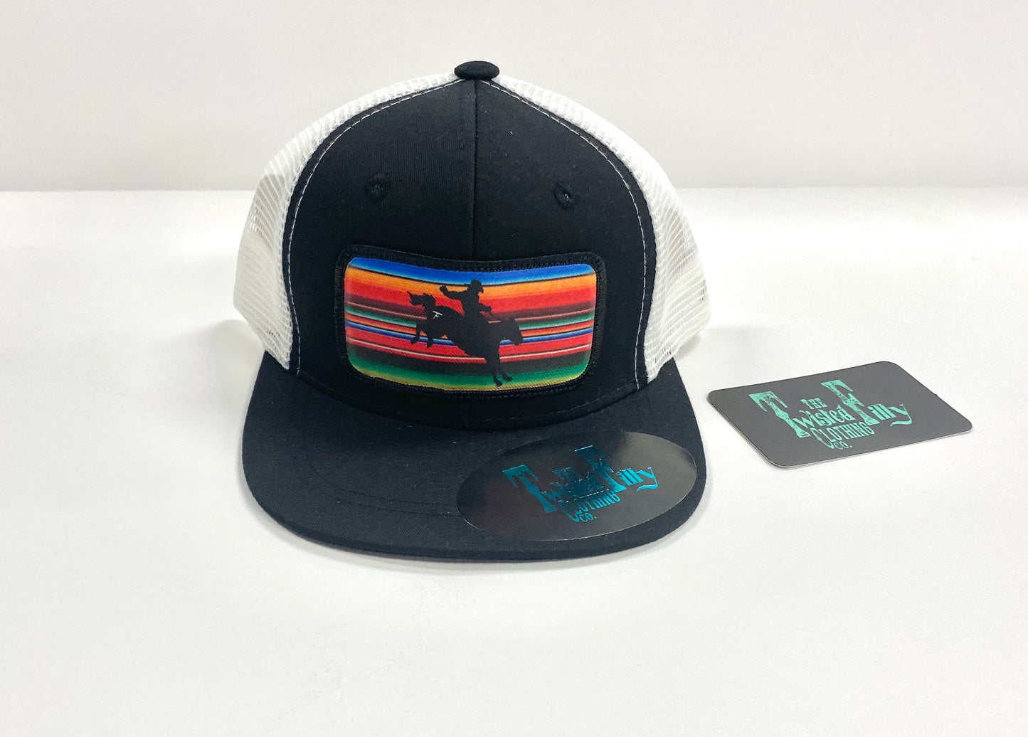 Serape Bronc Rider - Infant / Toddler Trucker Hat - Black/White