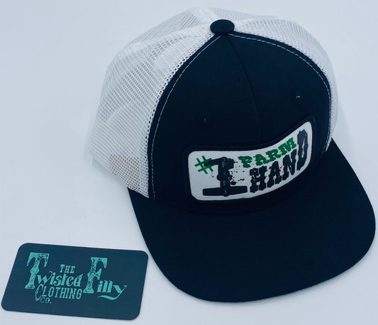 #1 Farm Hand - Youth Trucker Hat - Black/White