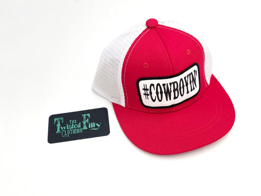 #Cowboyin’ - Infant / Toddler Trucker Hat - Red/Wht