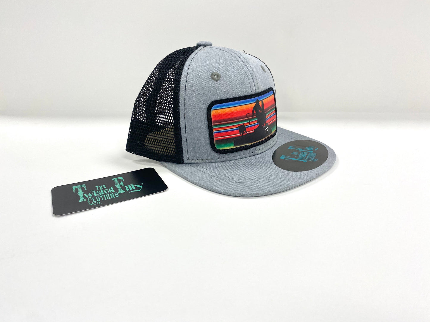 Serape Calf Roper - Infant / Toddler Trucker Hat - Black/Gray