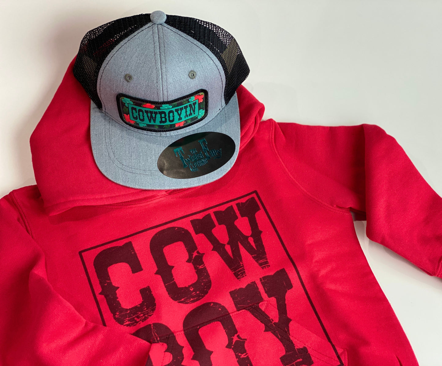 Cowboyin 5.0 - Infant / Toddler Trucker Hat - Black/Heather Gray