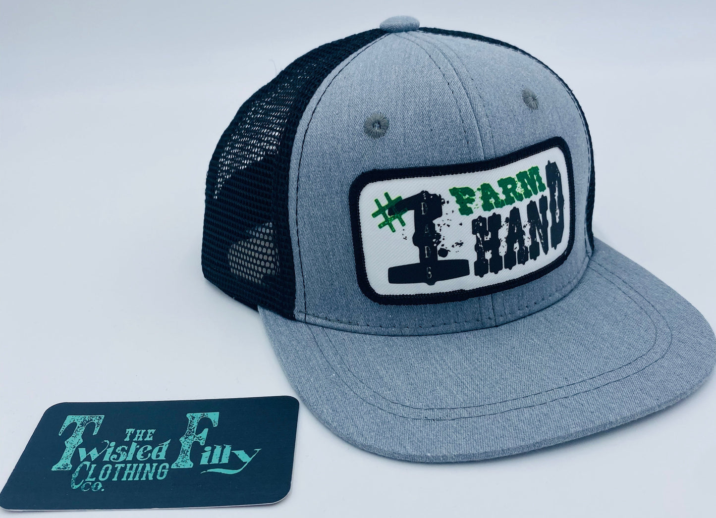 #1 Farm Hand - Youth Trucker Hat - Blk/Htr Grey