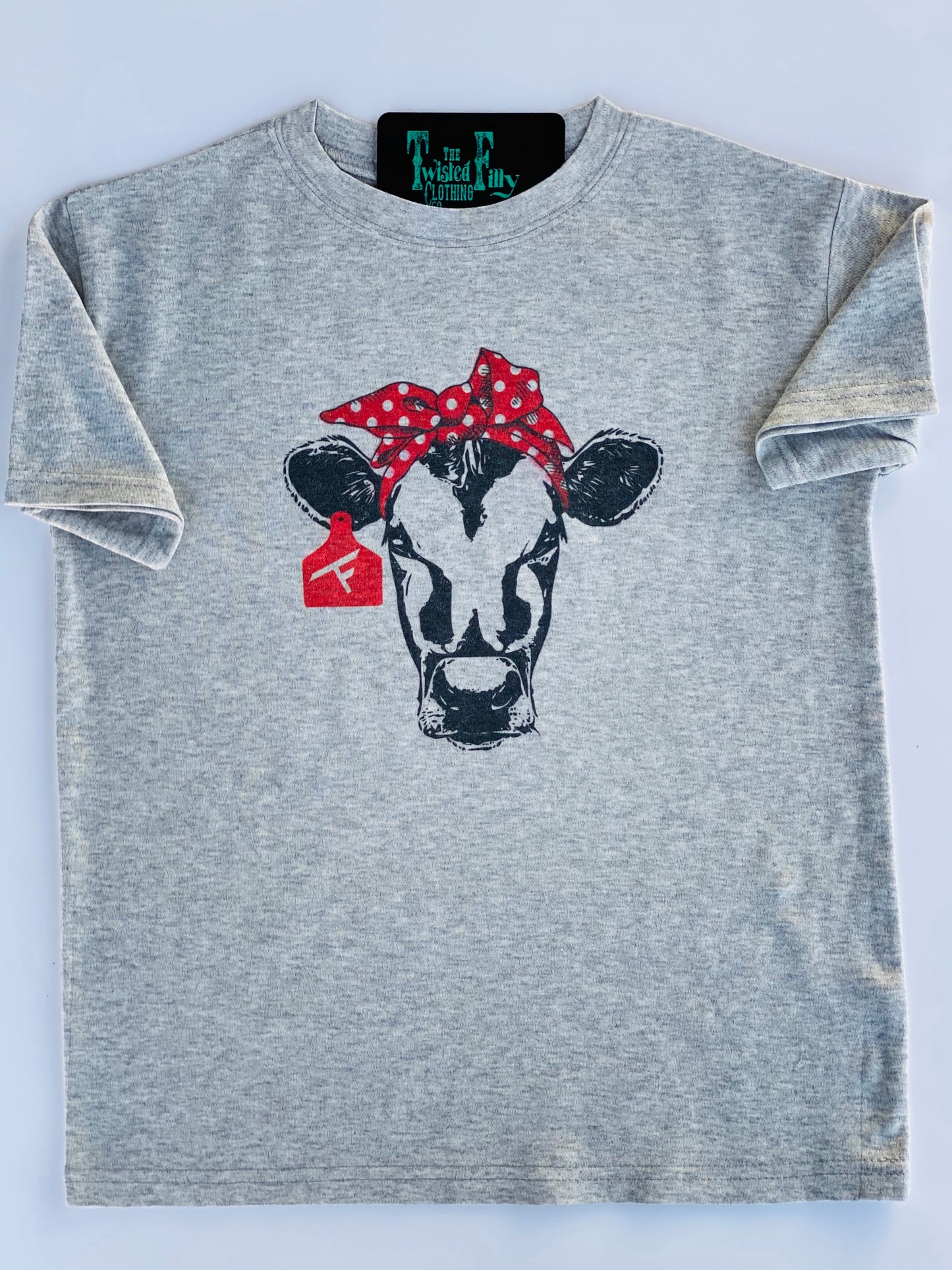 Red Bandana Calf  -  S/S Youth Tee - Grey