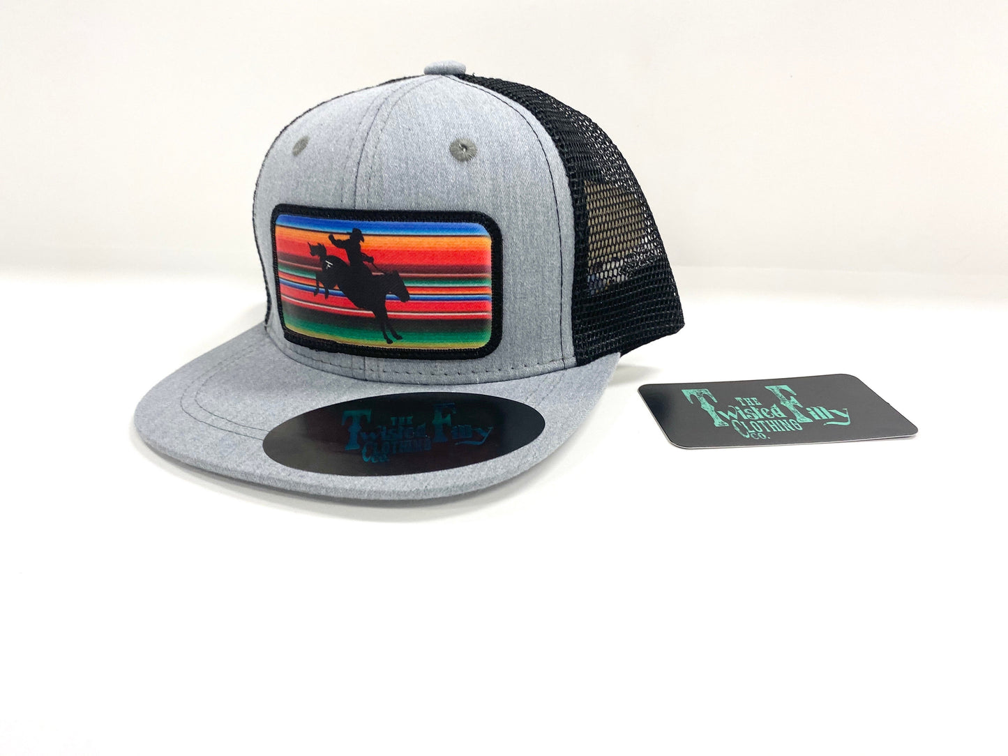 Serape Bareback Bronc -Youth/Adult Trucker Hat - Blk/Htr Gry