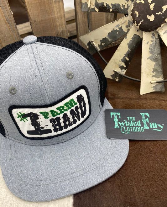 #1 Farm Hand - Youth Trucker Hat - Blk/Htr Grey