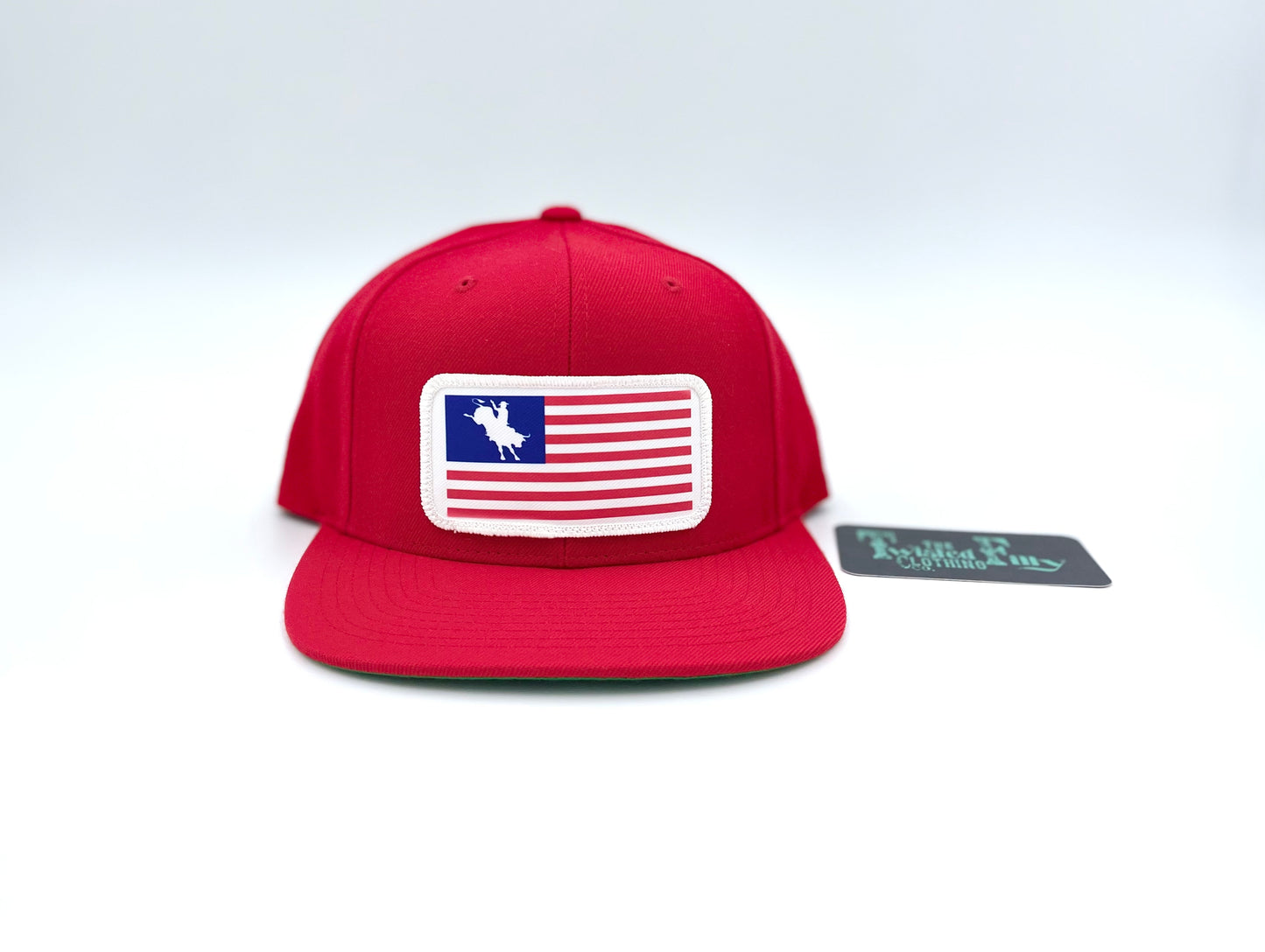 Flag Bull Rider - Youth/Adult Snapback Hat - Red