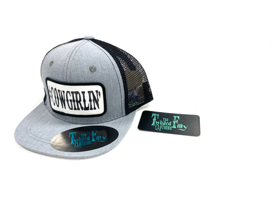 #Cowgirlin' - Youth/Adult Trucker Hat - Blk/Htr Gry