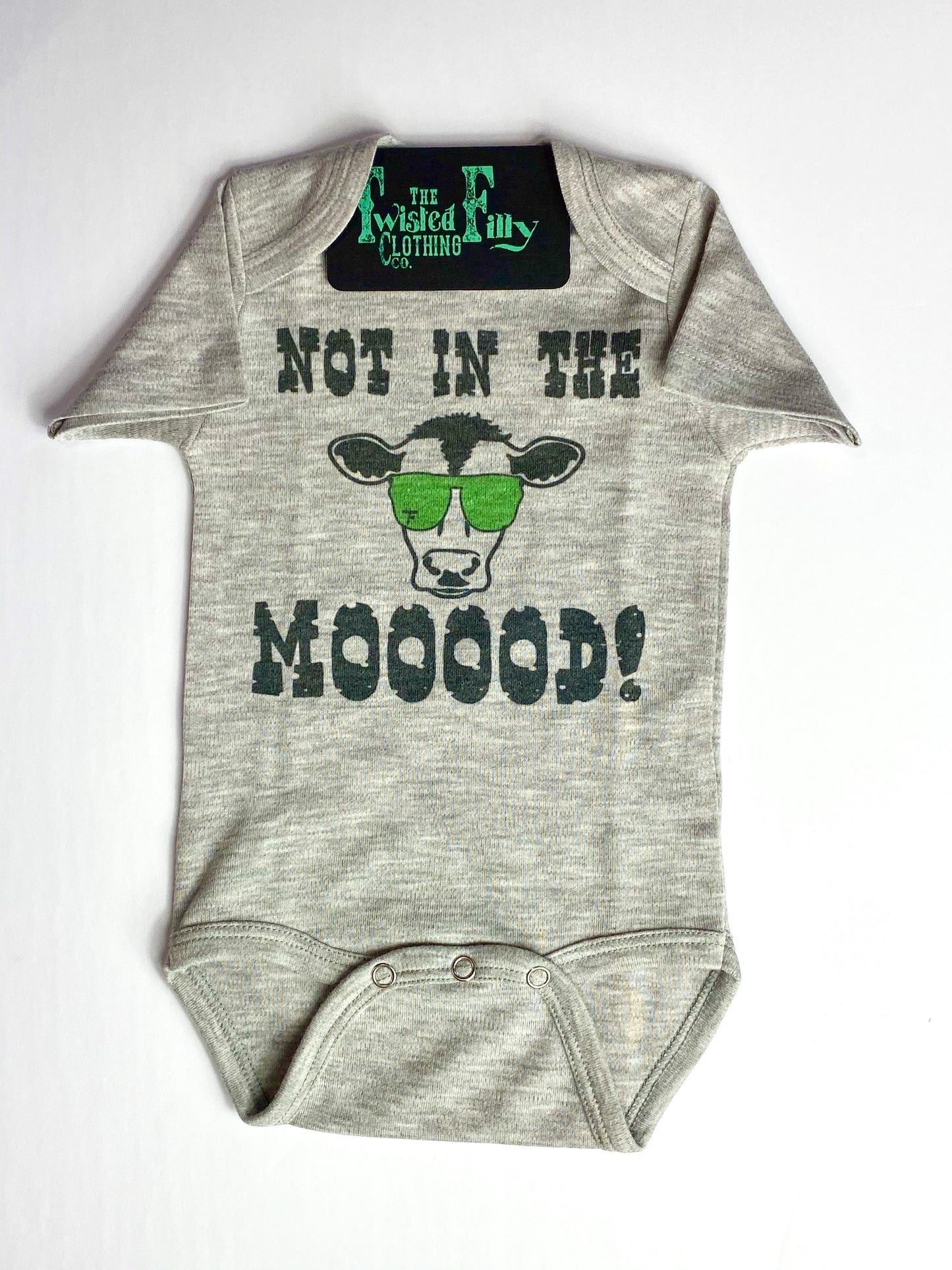 Not In The Mooood - Boys S/S Infant One Piece - Gray