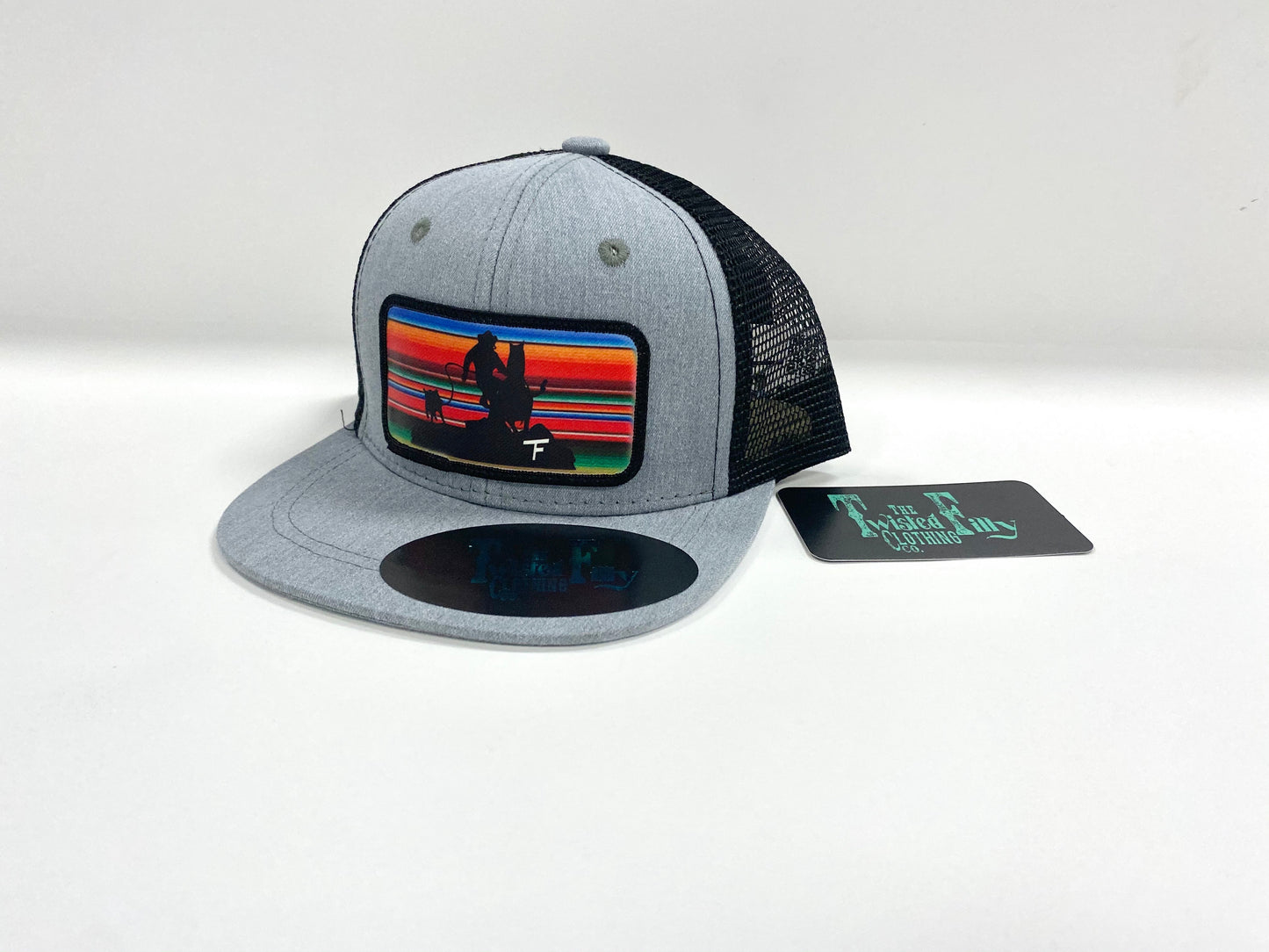 Serape Calf Roper - Infant / Toddler Trucker Hat - Black/Gray