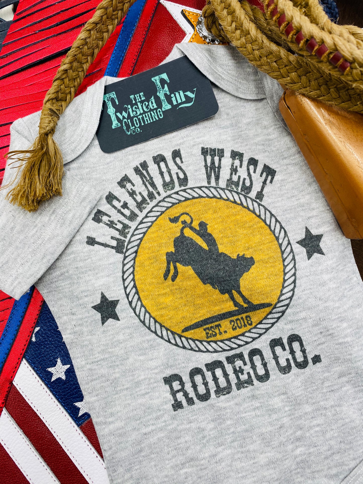 Legends West Rodeo Co. Bull Rider - S/S Infant One Piece - Gray