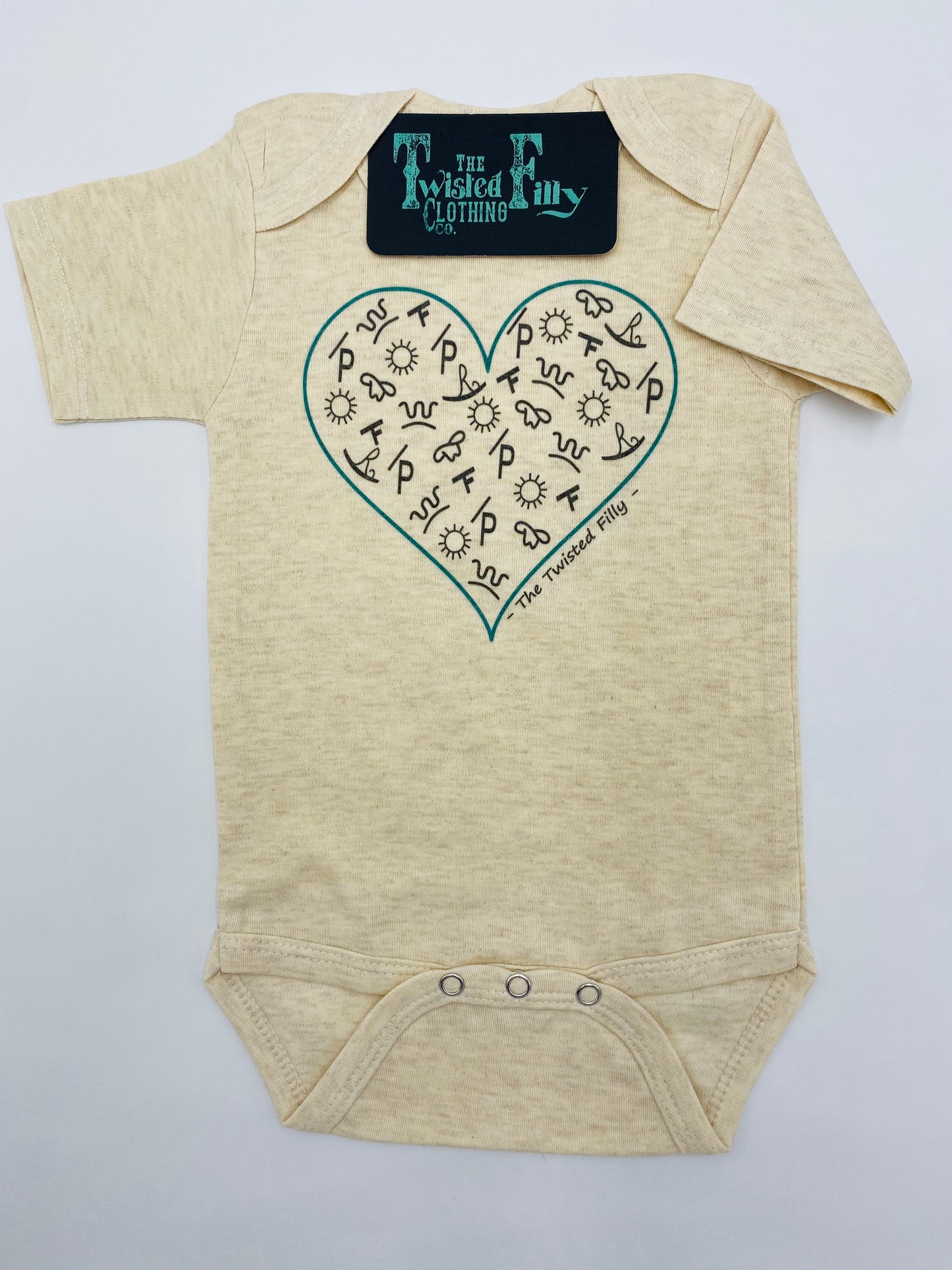 The Branded Heart - S/S Infant One Piece - Oatmeal