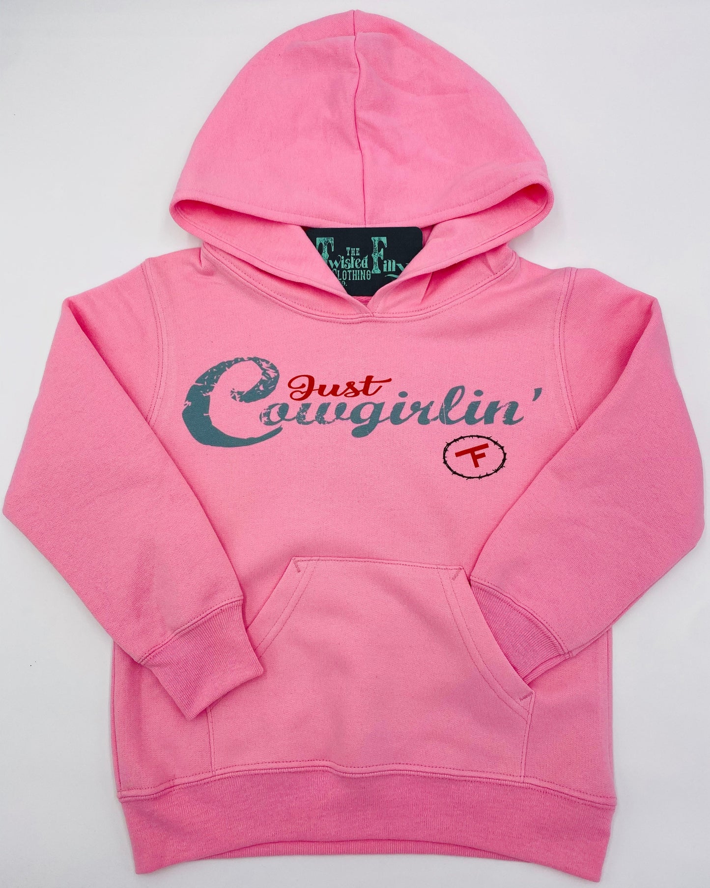 Just Cowgirlin' - Youth Hoodie - Pink