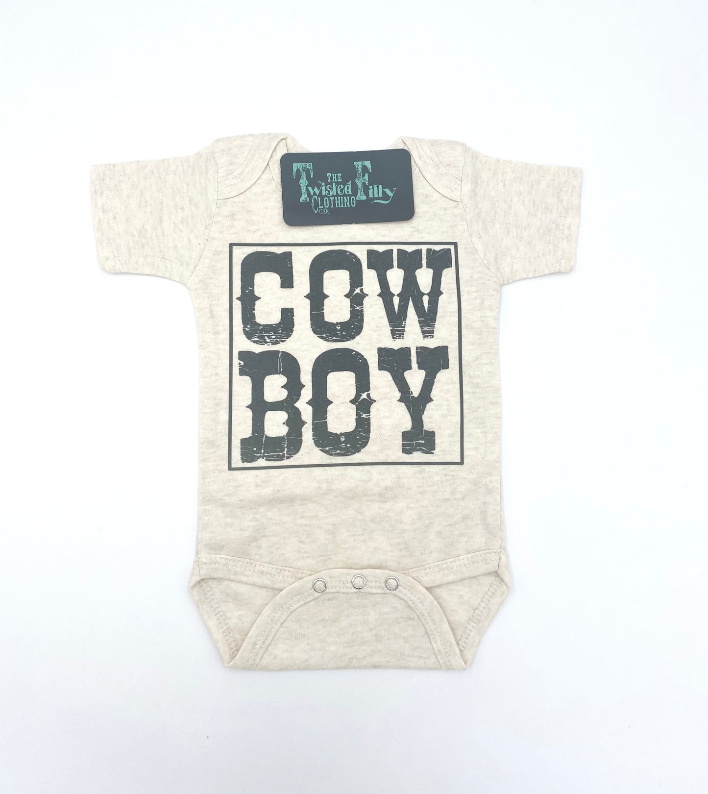 Cow Boy - S/S Infant One Piece - Oatmeal
