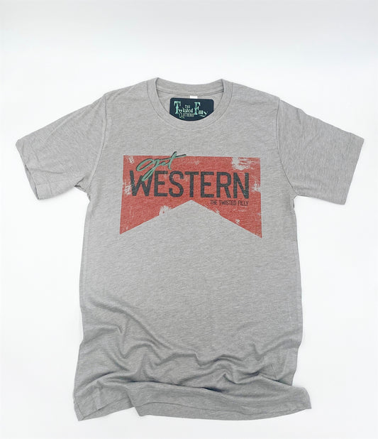 Get Western - S/S Adult Unisex Crew Neck Tee - Grey