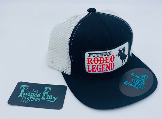 Future Rodeo Legend Bull Rider - Youth Trucker Hat - Blk/Wht