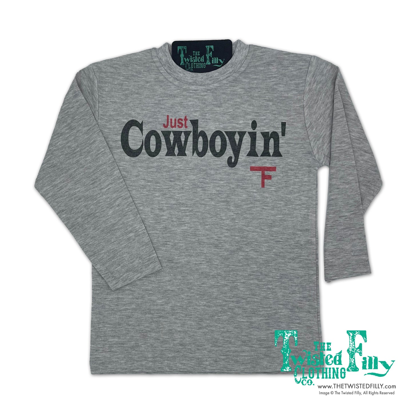 Just Cowboyin' - L/S Toddler Tee - Gray