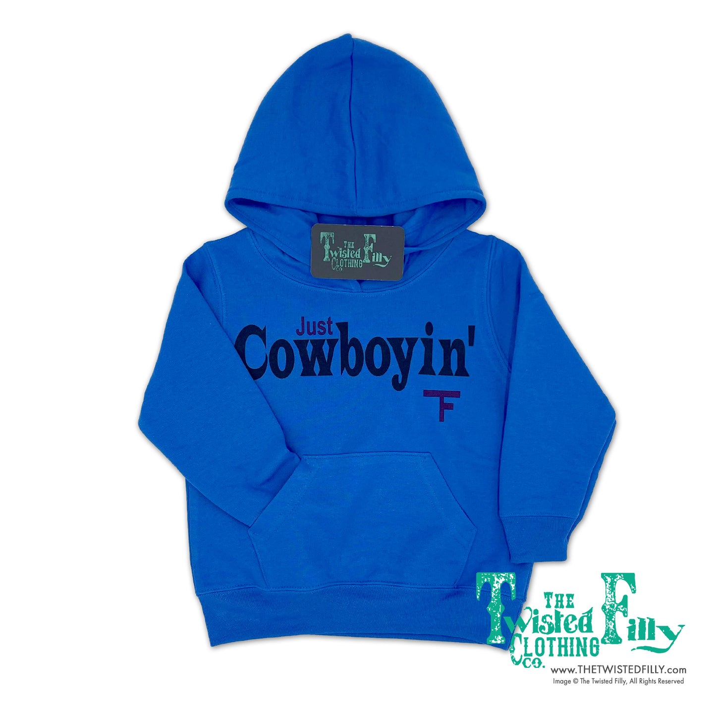 Just Cowboyin' - Youth Hoodie - Blue