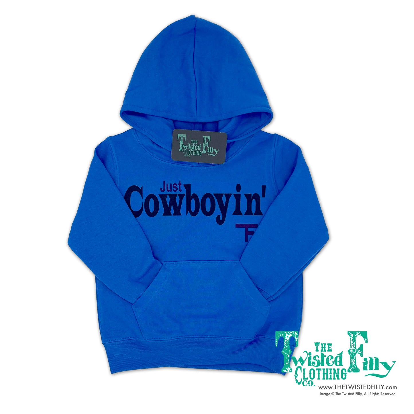 Just Cowboyin' - Youth Hoodie - Blue