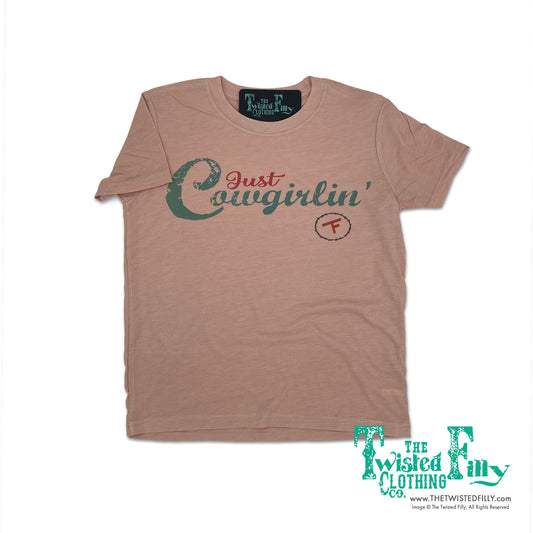 Just Cowgirlin' Girls S/S Infant Tee - Dusty Rose