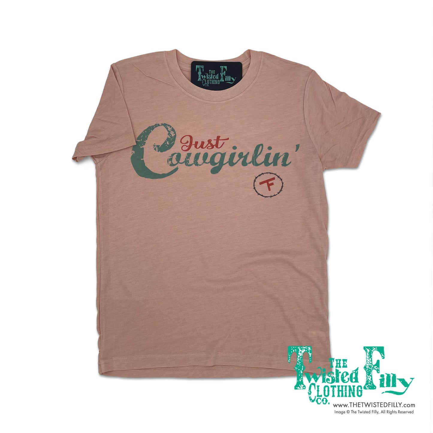 Just Cowgirlin' Girls S/S Toddler Tee - Dusty Rose