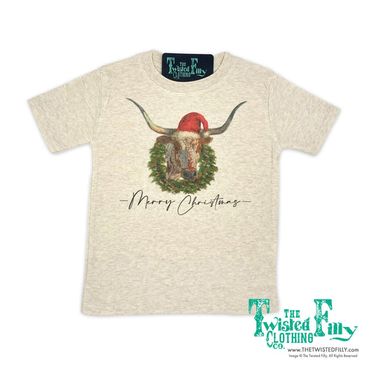 Merry Christmas Longhorn - S/S Toddler Tee - Oatmeal