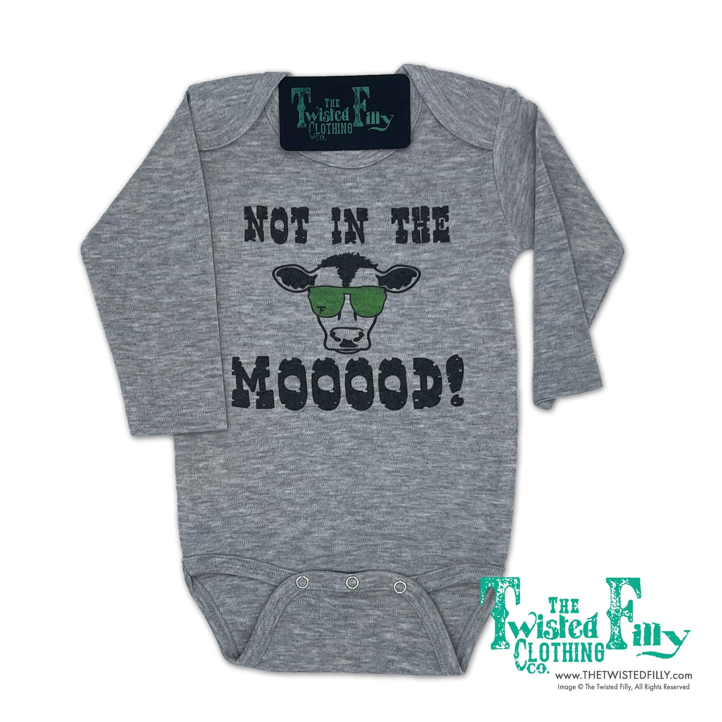 Not In The Mooood - Boys L/S Infant One Piece  - Gray