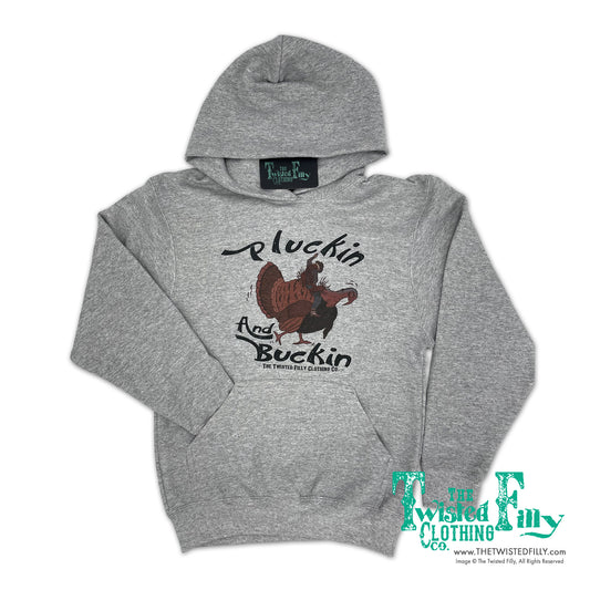 Pluckin and Buckin Turkey Bronc COWBOY - Toddler Hoodie - Gray