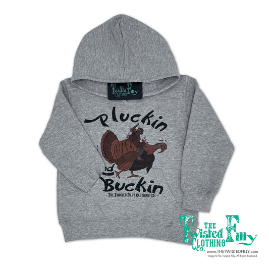 Pluckin and Buckin Turkey Bronc COWGIRL - Toddler Hoodie - Gray