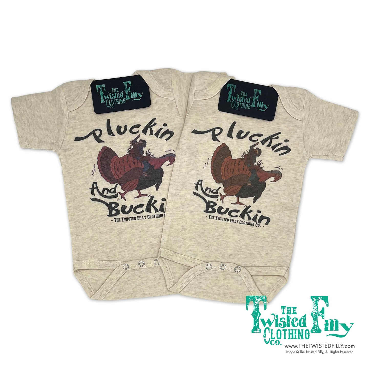 Pluckin and Buckin Cowboy - S/S Infant One Piece - Oatmeal