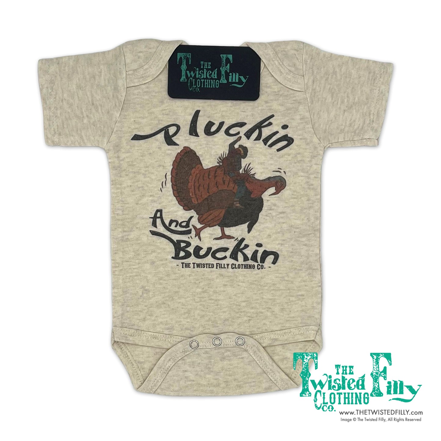 Pluckin and Buckin Cowboy - S/S Infant One Piece - Oatmeal