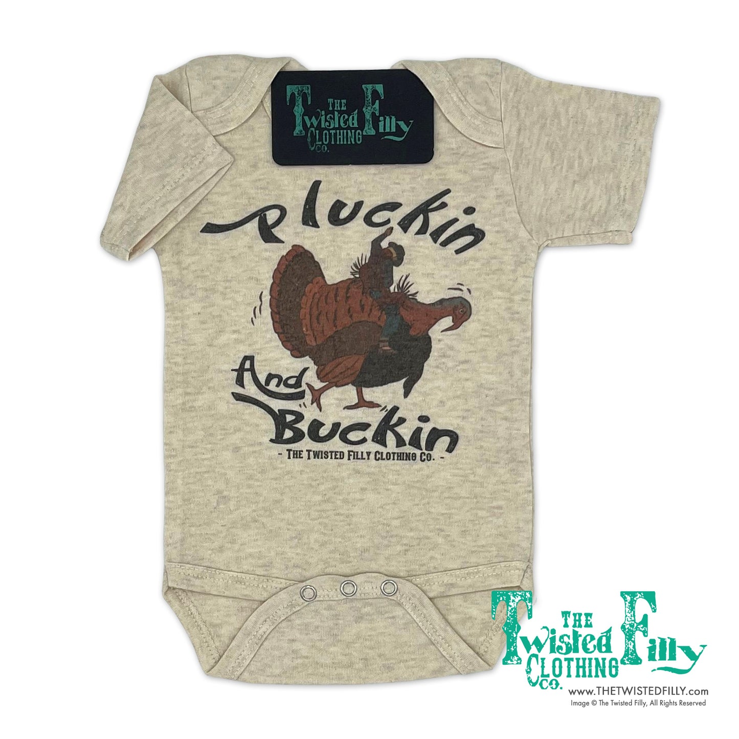 Pluckin and Buckin Cowboy - S/S Infant One Piece - Oatmeal