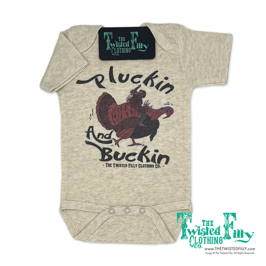 Pluckin and Buckin Cowgirl - S/S Infant One Piece - Oatmeal
