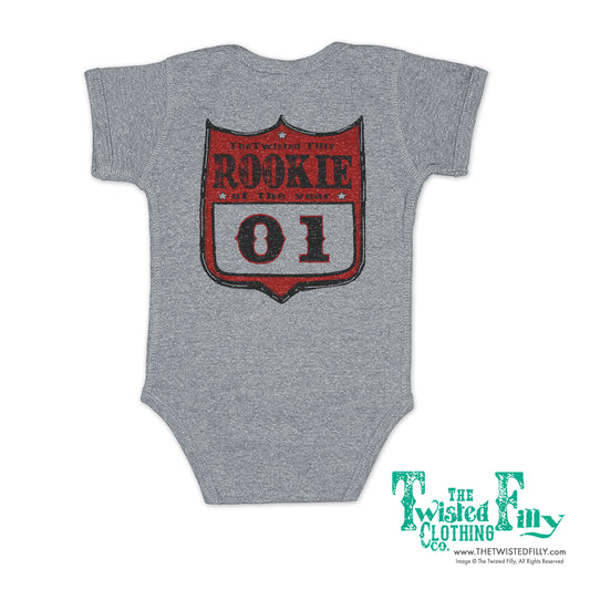 Rookie Of The Year Rodeo Back Number - S/S Infant One Piece - Assorted Colors