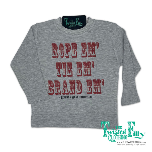 Rope Em' Tie Em' Brand Em' - L/S Toddler Tee - Gray