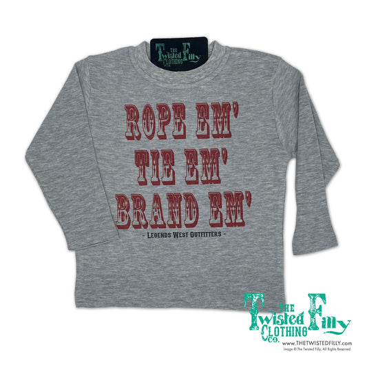 Rope Em' Tie Em' Brand Em' - L/S Youth Tee - Gray