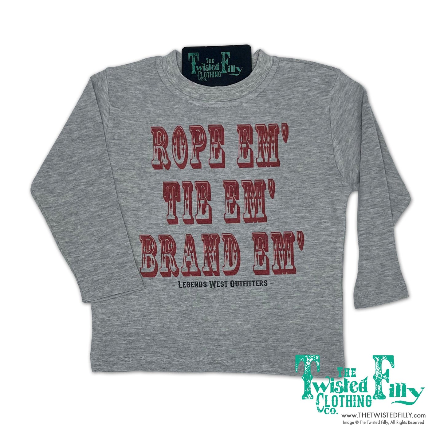 Rope Em' Tie Em' Brand Em' - L/S Youth Tee - Gray