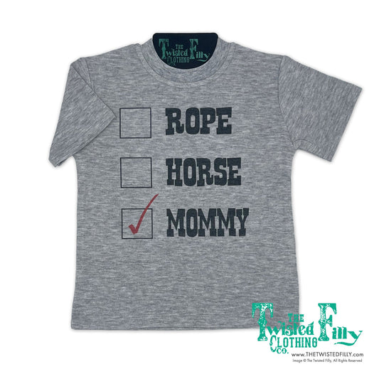 Rope Horse Mommy - S/S Youth Tee - Gray