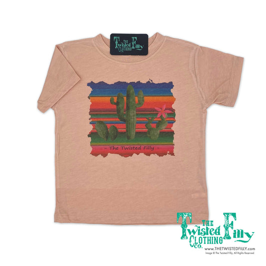 Serape Cactus W/ Flower - S/S Womens Adult Tee - Dusty Rose