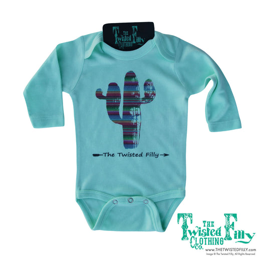 Serape Cactus - L/S Infant One Piece - Turquoise