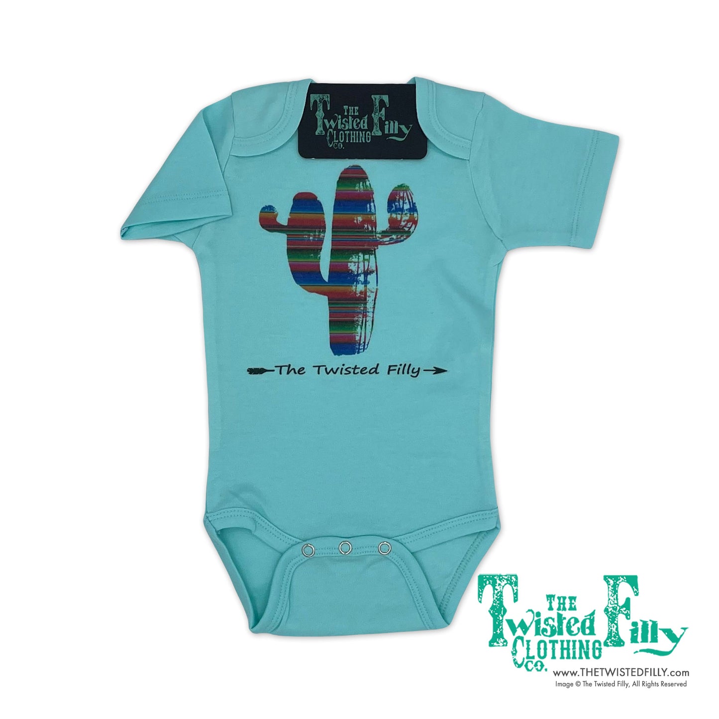 Serape Cactus - S/S Infant One Piece - Turquoise