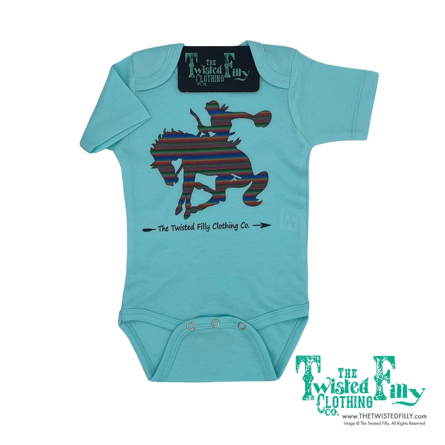 Serape Bronc - S/S Infant One Piece - Turquoise