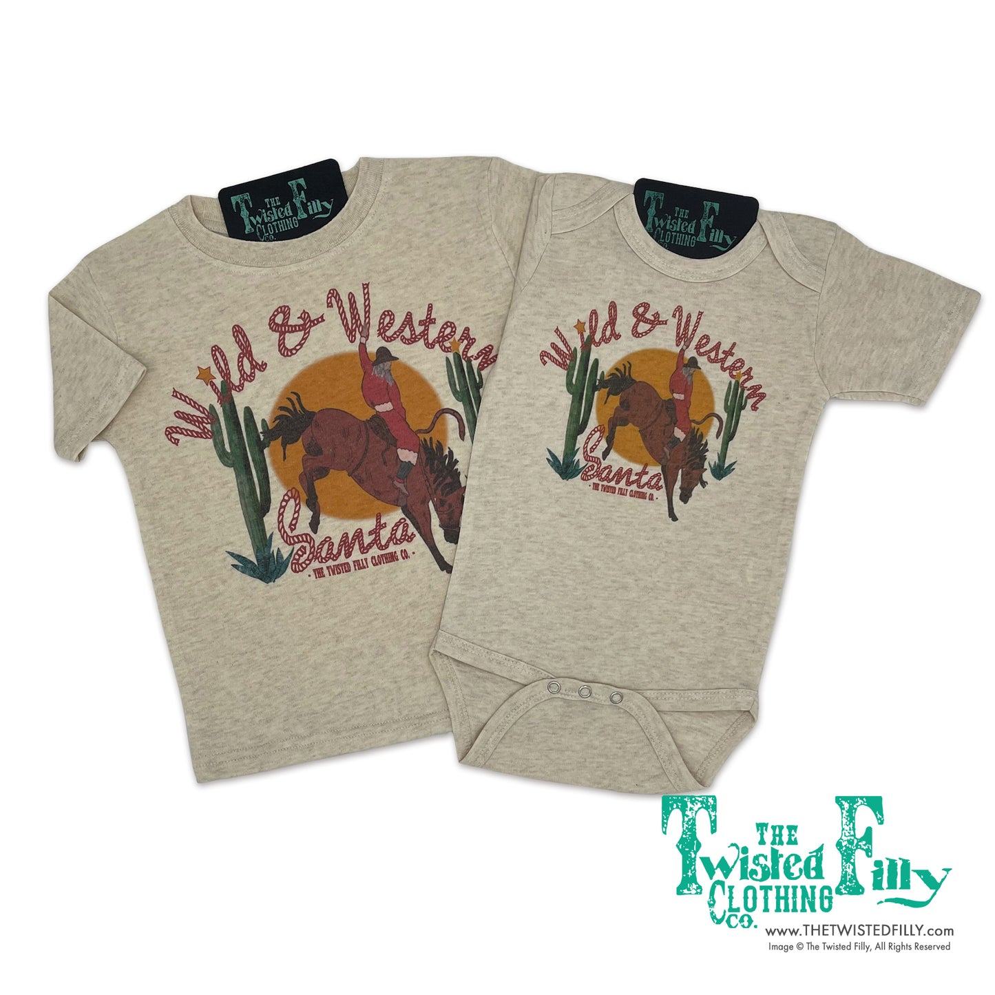 Wild & Western Santa - S/S Youth Tee - Oatmeal