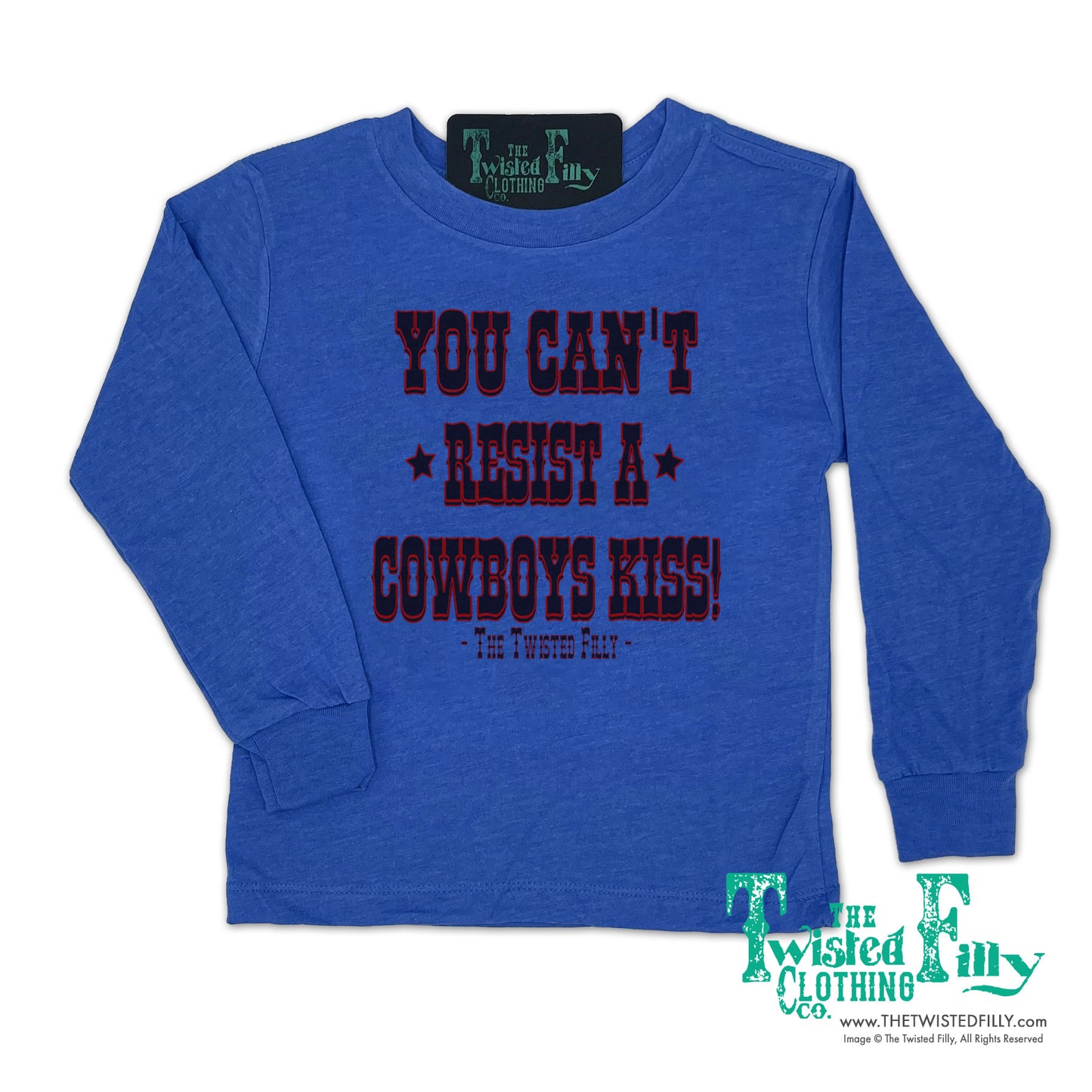 You Can't Resist A Cowboys Kiss - L/S Toddler Tee - Dark Blue