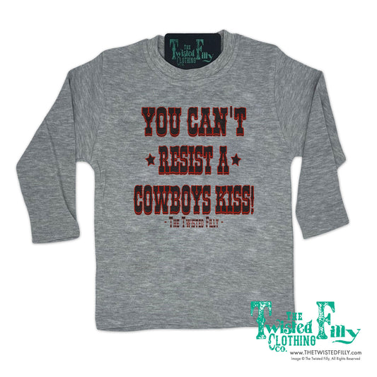 You Can't Resist A Cowboys Kiss - L/S Toddler Tee - Gray