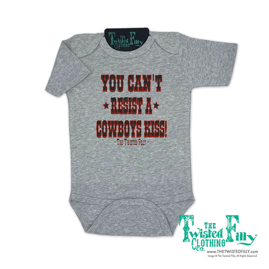 You Can't Resist A Cowboys Kiss - S/S Infant One Piece - Gray