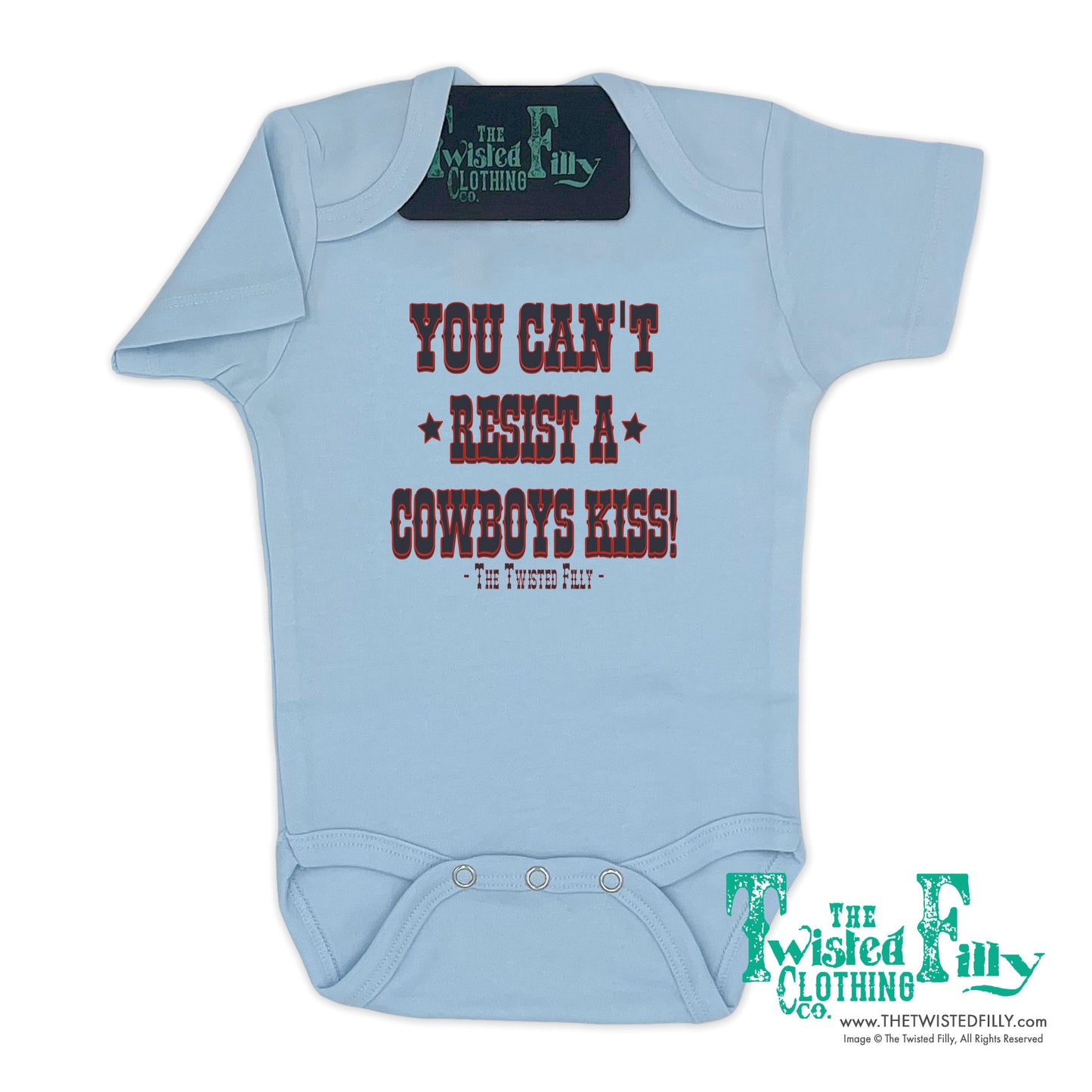 You Can't Resist A Cowboys Kiss - S/S Infant One Piece - Ice Blue