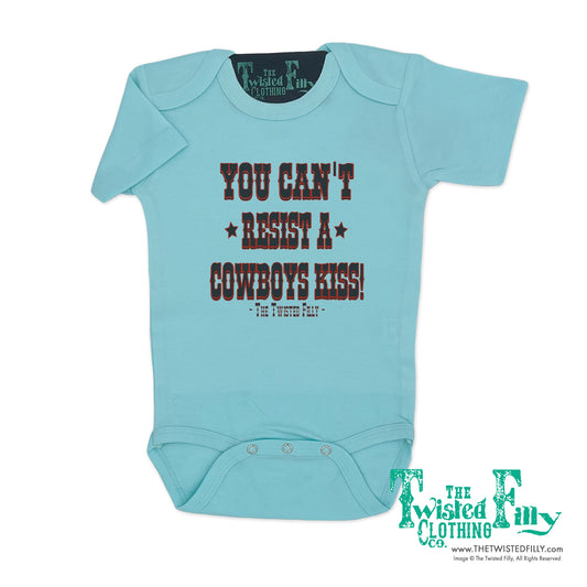 You Can't Resist A Cowboys Kiss - S/S Infant One Piece - Turquoise